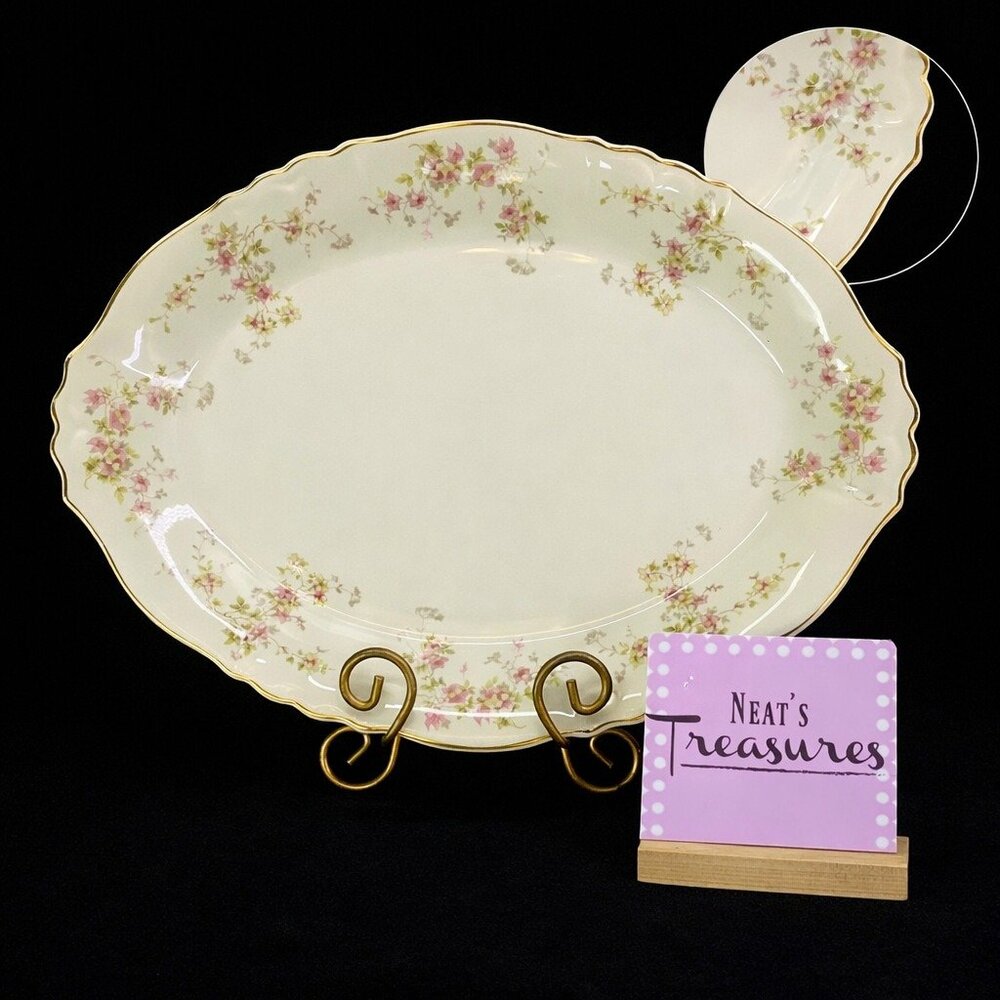MCM Syracuse China STANBURY Federal Pink Flower Gold Large 16" Serving Platters